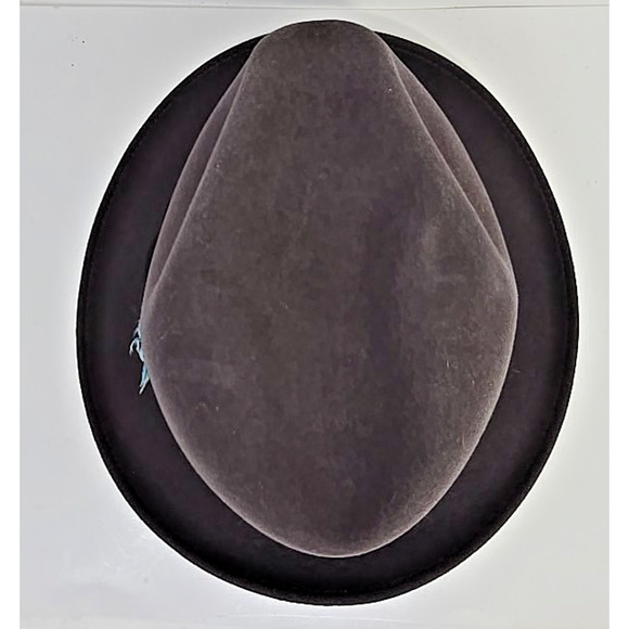 Vintage Godfather Dyna Felt Fedora Gray Hat W/ Feathers 7 1/8" Bee Hats U151 - Picture 11 of 11